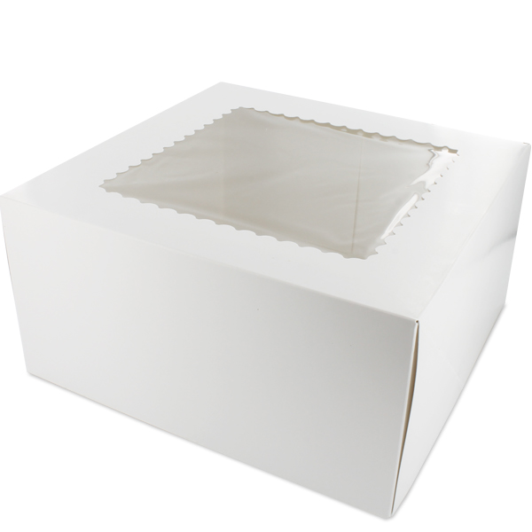 10 X 10 X 5 Premium Semi Automatic White Pastry Boxes With Top Window