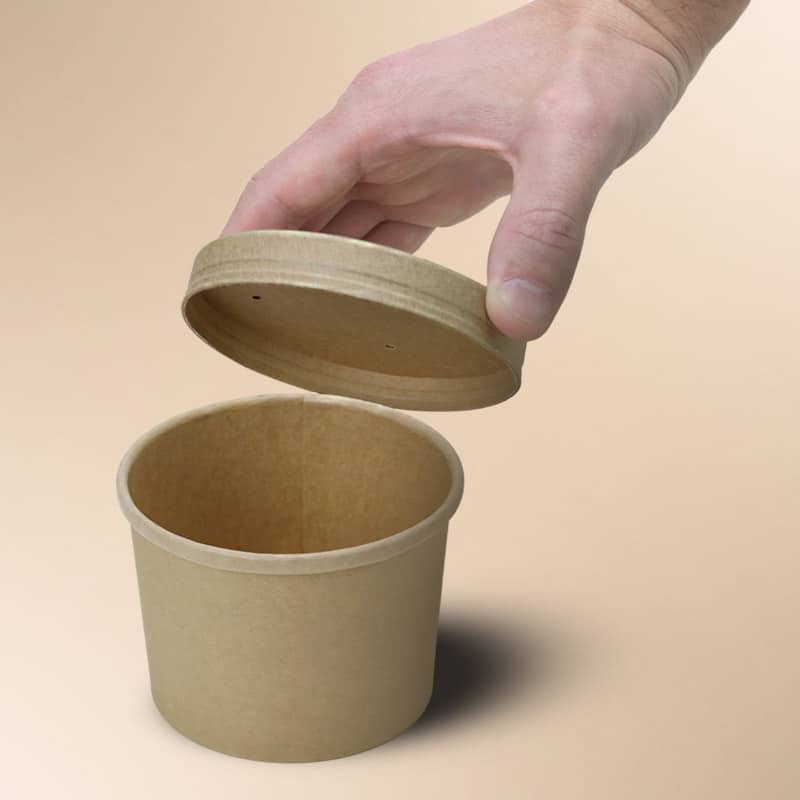 kraft paper soup container with lid