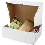 White Disposable Take Out Lunch Boxes w. Vents - 9-7/8 x 6-3/8 x 3-7/16 in.