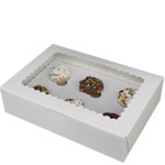 10 x 7 x 2.5" White Cupcake Bakery Boxes with Window