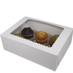 12 x 9 x 4" White Cupcake Bakery Boxes with Top Window