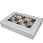 14 x 10 x 2.5" White Cupcake Bakery Boxes with Top Window