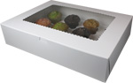 19 x 14 x 4" Plain White Cupcake Bakery Boxes with Top Window