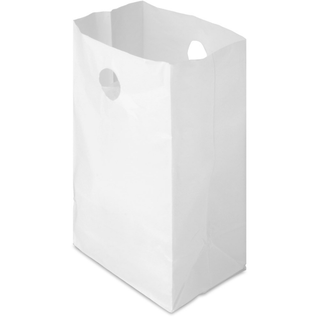 Biodegradable Plastic Flat Bottom Takeout Bags with Die Cut Handles 500 pack - 8.25 x 6 x 14"