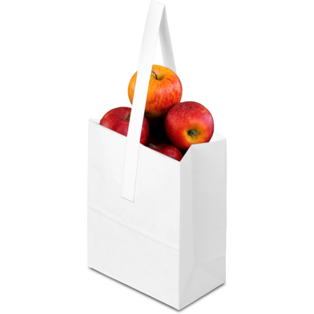 6 x 3.5 x 8" White Kraft 1/4 Peck Paper Apple/ Produce Bags