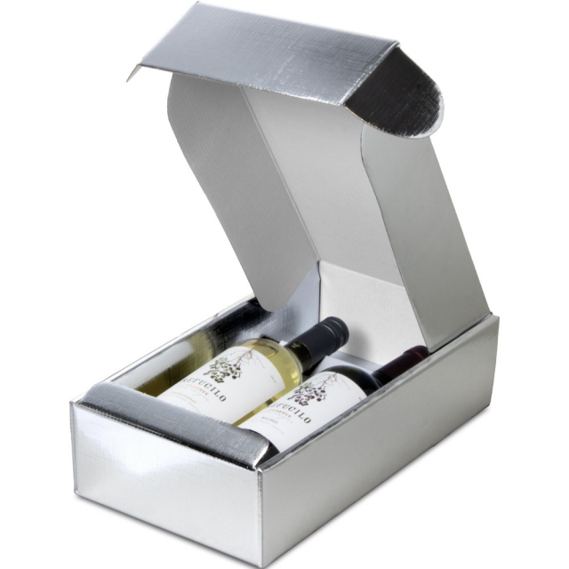 Silver 2 Wine Bottle Boxes