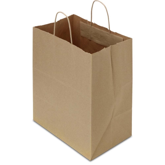 Natural Brown Kraft Twisted Paper Handle Shopping Bags - 10 x 7 x 12 in.