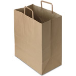 Natural Brown Kraft Flat Handle Paper Shopping Bags - 12 x 7 x 14 in.