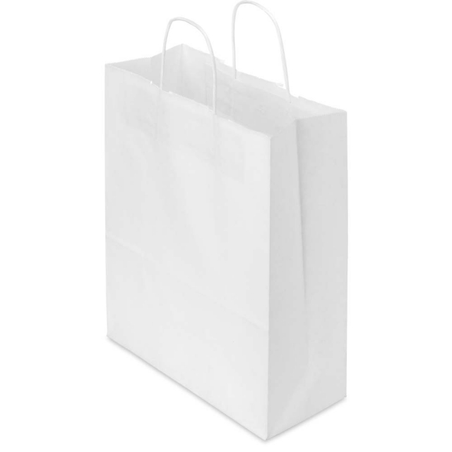 10 x 5 x 13 in. - White Paper Shopping Bags for Takeout