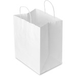 10.5 x 7.5 x 12 in. - White Paper Shopping Bags for Takeout