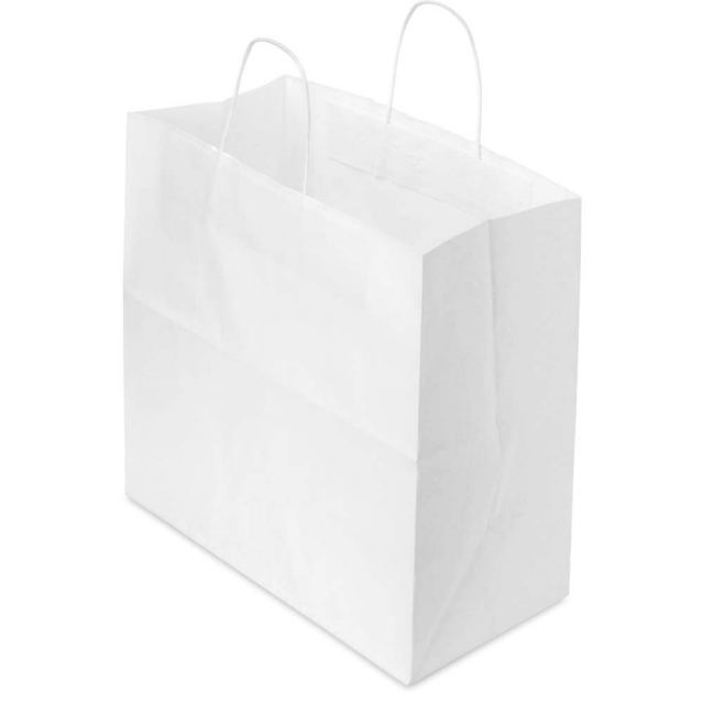 13 x 7 x 13 in. - White Paper Shopping Bags for Takeout