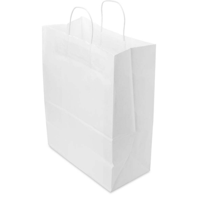 13 x 7 x 17 in. - White Paper Shopper Bags for Takeout