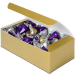 1 lb. Gold Paper Candy Boxes - 7 x 3.375 x 2 in.