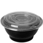 50 oz. Round Plastic Bowls and Lids w. Noodle Insert - Combo Pack
