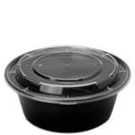 40 oz. Round Plastic Food Container - Black Base w. Clear Lid