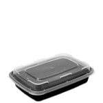 16 oz. Black Rectangular Microwaveable Food Container w. Lid