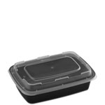 24 oz. Black Rectangular Microwaveable Food Container w. Lid