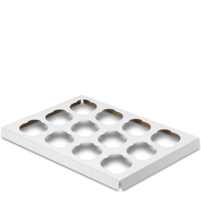 Regular Size Twelve-Cupcake Insert for 14 x 10 x 4" Cupcake Boxes: White