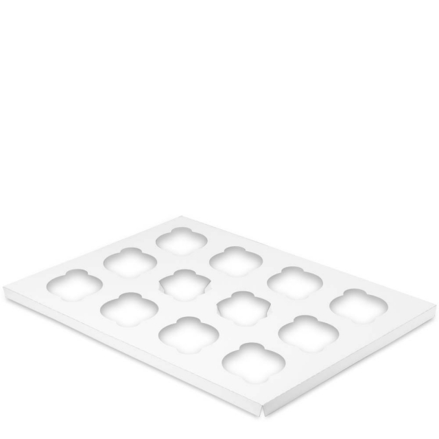 Jumbo Size Twelve-Cupcake Insert for 19 x 14 x 4" Cupcake Boxes: White