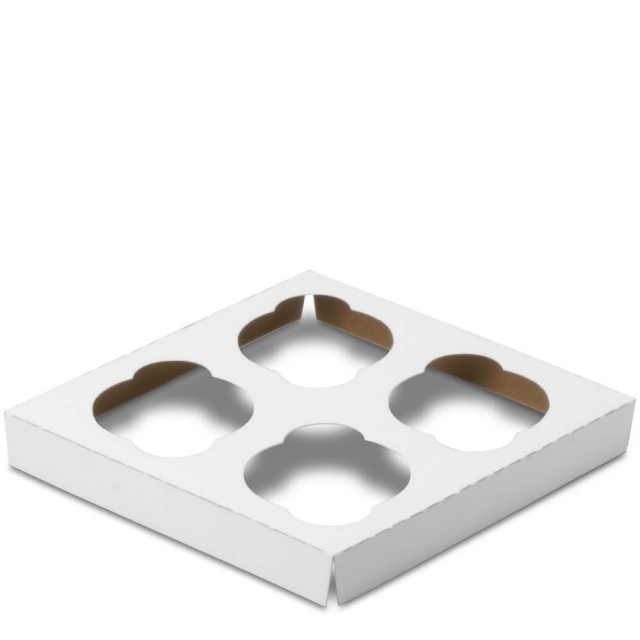 Regular Size Four-Cupcake Insert for 7 x 7 x 4" Cupcake Boxes: White