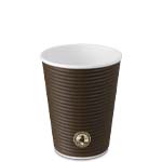 Chocolate Brown Ripple Paper Coffee Cups - 12 oz.