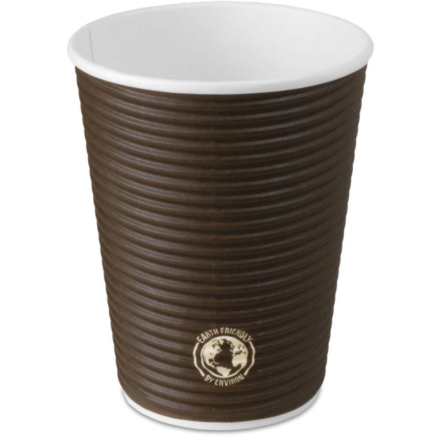 Chocolate Brown Ripple Paper Coffee Cups - 12 oz.