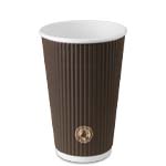 Chocolate Brown Ripple Paper Coffee Cups - 16 oz.