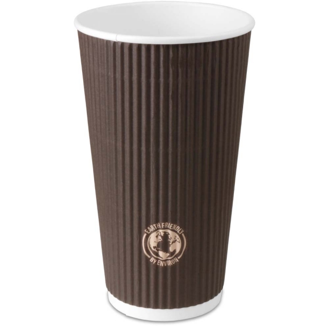 Chocolate Brown Ripple Paper Coffee Cups - 20 oz.