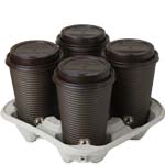 Molded Fiber 4 Cup Carrier Trays - 8.25 x 8.25 x 1.63"