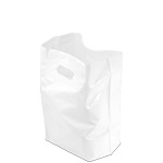 14 x 12 + 6 in. - Heavy Duty White Plastic Bags with Die Cut Handle