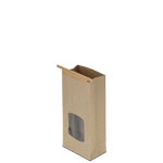 1 lb. Compostable Brown Kraft Paper Tin Tie Bags w. PLA Liner and Window