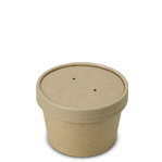 Brown Kraft Paper Soup Cup w. Vented Lids and PLA Liner - 8 oz.