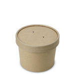 Brown Kraft Paper Soup Cup w. Vented Lids and PLA Liner - 12 oz.