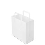 White Kraft Flat Handle Paper Shopping Bags - 10 x 5 x 10 in.