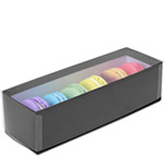 Onyx Black Macaron Box with Clear Lid - Holds 6