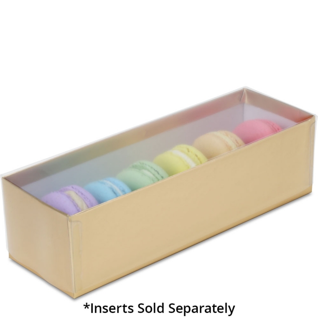 Gold Macaron Box with Clear Lid - Holds 6