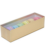 Gold Macaron Box with Clear Lid - Holds 6