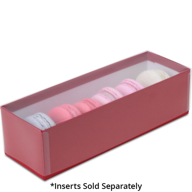 Red Macaron Box with Clear Lid - Holds 6