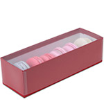 Red Macaron Box with Clear Lid - Holds 6