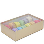 Gold Macaron Box with Clear Lid - Holds 12