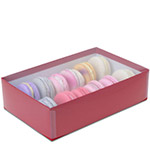 Red Macaron Box with Clear Lid - Holds 12