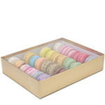 Gold Macaron Box with Clear Lid - Holds 24