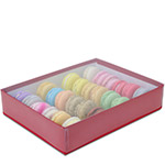 Red Macaron Box with Clear Lid - Holds 24