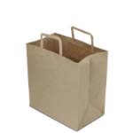 Natural Brown Kraft Flat Handle Paper Shopping Bags 12 x 7 x 12 in.
