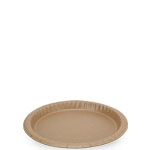 9 in. Brown Kraft Natural 3-Ply Corrugated Disposable Plates