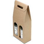 Natural Brown Kraft Two Bottle Wine Carrier Boxes