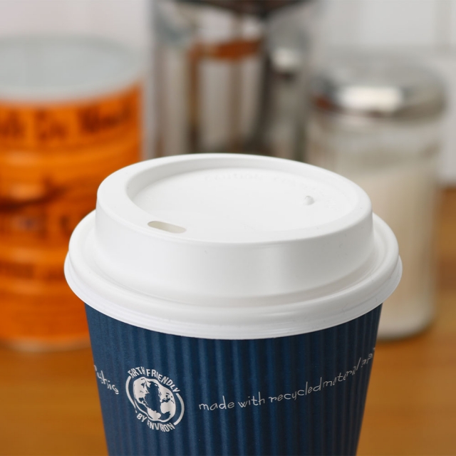 Huhtamaki Sipper Dome Style White Lids for Disposable Coffee Cups - Fits 10, 12, 16, 20, 24 oz.