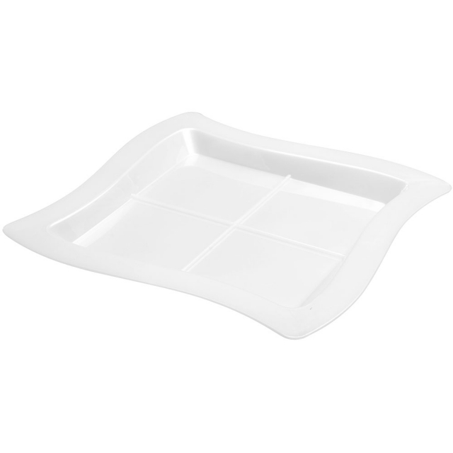 7.25 x 7.25 in. White Tiny Tangents Four Section Tray