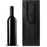 Matte Black Single Bottle Paper Wine Bags with Rope Handle