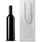 Matte Platinum Paper Single Bottle Paper Wine Bags with Rope Handle
